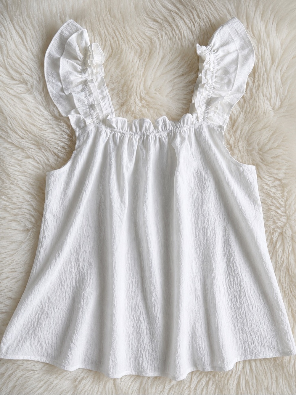Boutique White Ruffle Strap Babydoll Tank Top Medium Cottagecore